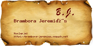 Brambora Jeremiás névjegykártya